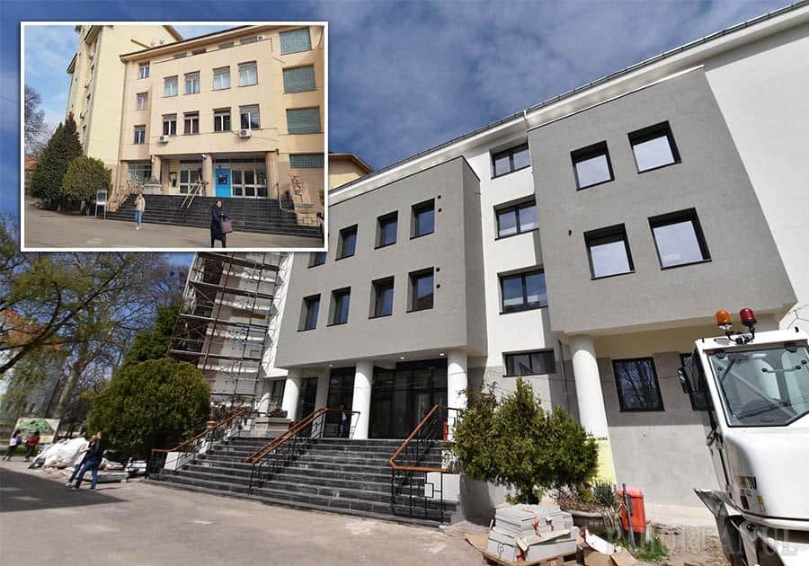 Prima clădire pe care o văd vizitatorii campusului Universității din Oradea, sediul facultăților de Științe Economice și Teologie Ortodoxă, a fost integral reabilitată și a căpătat un aer modern, complet diferit de cel de până acum. Foto Bihoreanul