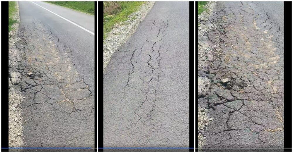 Gropi drum după 6 luni de la asfaltare Ghercesti Dolj Sursă colaj foto reporter24.ro