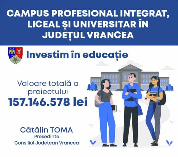 Un campus universitar va fi construit în Focșani prin PNRR - Abandonul școlar în regiune este cel mai mare din țară