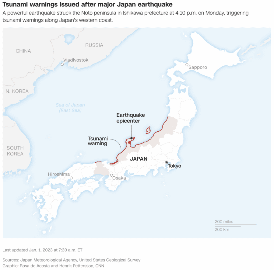 Cutremur puternic în Japonia. Harta seismului