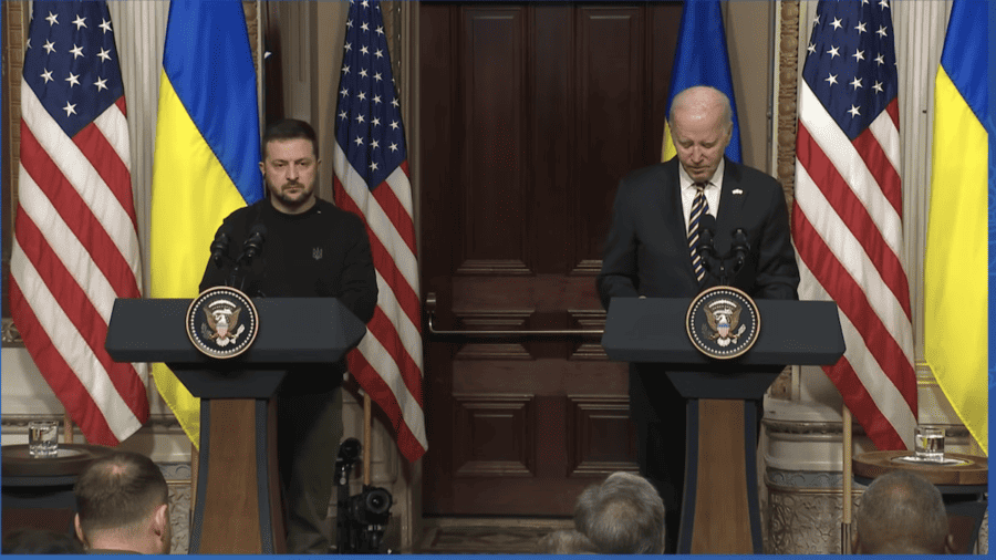 Președintele Biden, cu președintele Ucrainei, Volodimir Zelenski