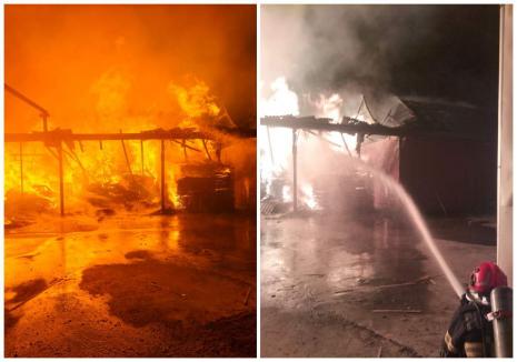 Incendiu la o fabrică de sicrie din Bihor. Pompierii intervin de peste opt ore