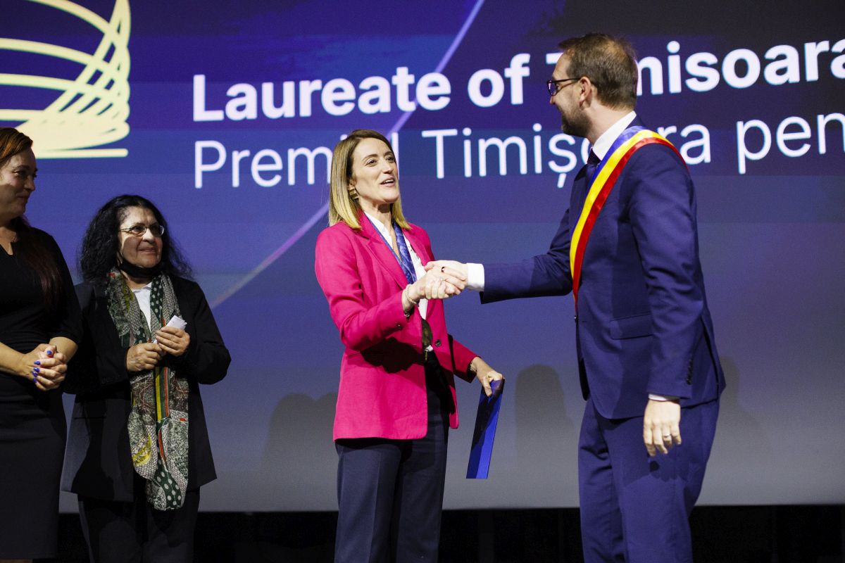 Preşedinta Parlamentului European, Roberta Metsola, a primit Premiul Timişoara pentru Valori Europene | VIDEO