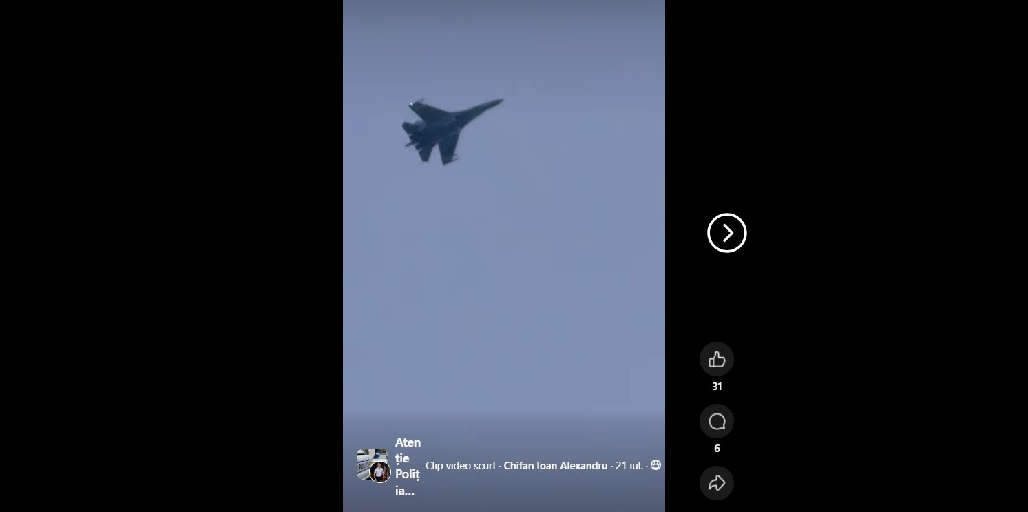 Avion de luptă Suhoi deasupra României