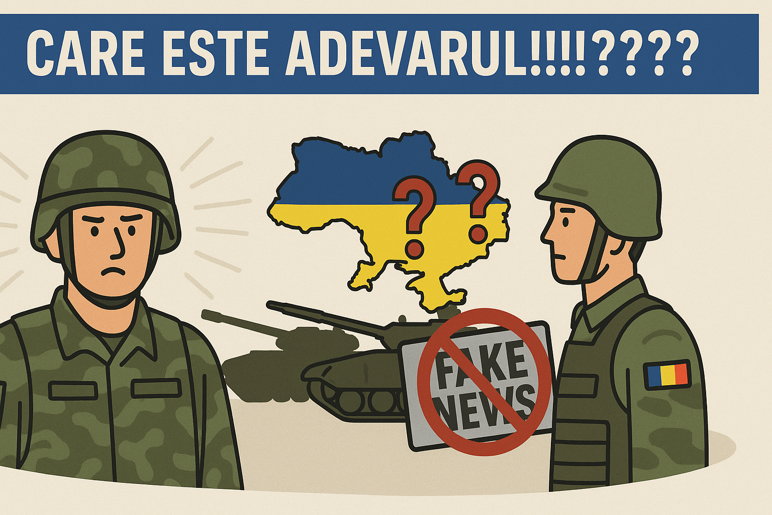 Infografie pentru campania împotriva manipulării legate de prezența soldaților români în Ucraina.