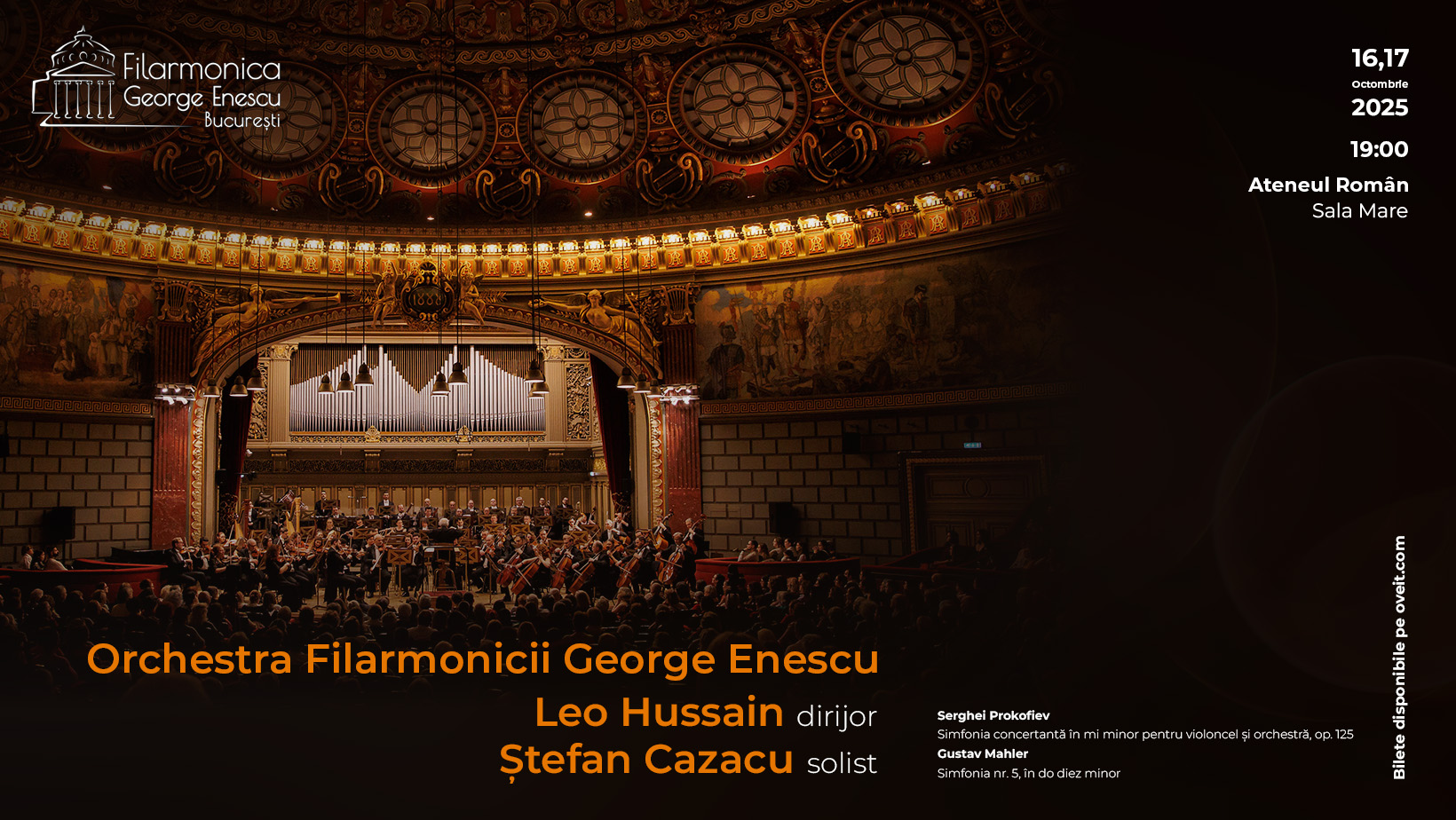 Un tur de forță artistică cu dirijorul Leo Hussain și violoncelistul Ștefan Cazacu pe scena Ateneului în concertele simfonice din 16 și 17 octombrie