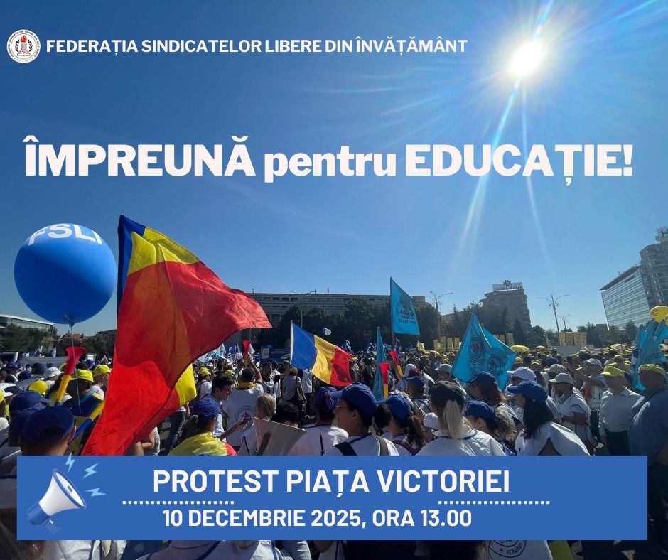 Nou protest al sindicatelor din Educație: FSLI și FSE solicită demiterea lui Daniel David